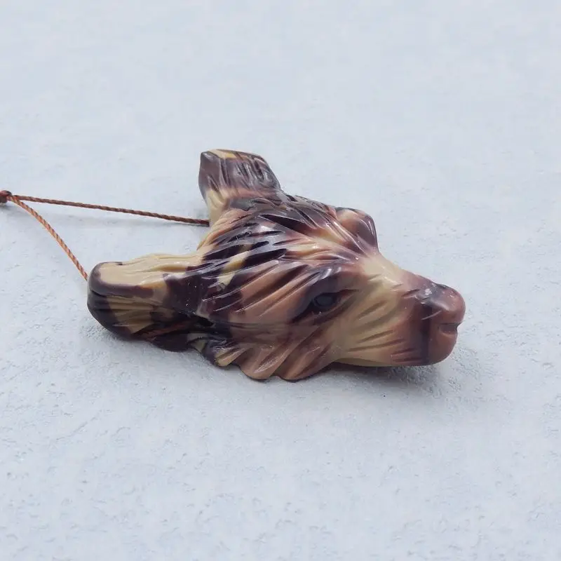Natural Stone Chohua Jasper Handmade Animal Wolf Head Fashion DIY Jewelry Pendant For Moving Accessory 43x29x15mm 17g | Украшения и