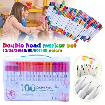 

Watercolor Brush Pens Set Dual Tips Soft Fine Art Markers Graffiti Drawing Pen HYD88