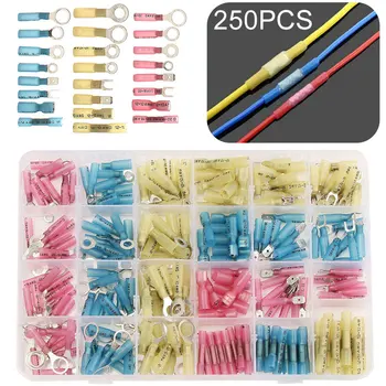 

Box of 250pcs Crimp Terminals Blocks Wire Terminals Crimp Connector Heat Shrinkable Terminal Wire Terminals Crimp