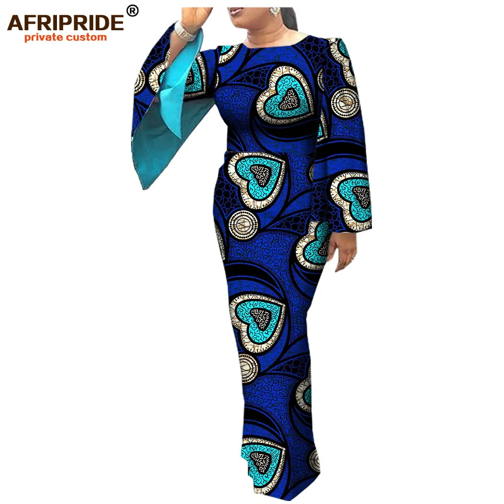 Африканская одежда Повседневное платье для женщин AFRIPRIDE полный плащ рукав o-образным вырезом длиной до щиколотки женское хлопковое платье батик A7225110 - Цвет: 539J
