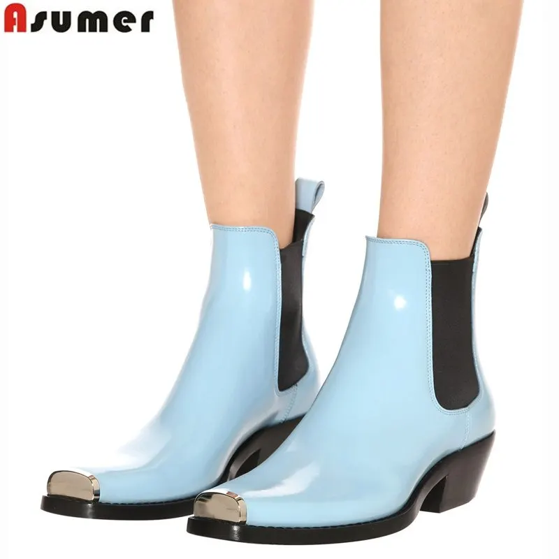 

ASUMER Big size 35-45 New cow leather ankle boots women's shoes slip on european Chelsea boots female shoes women boots 2020 New
