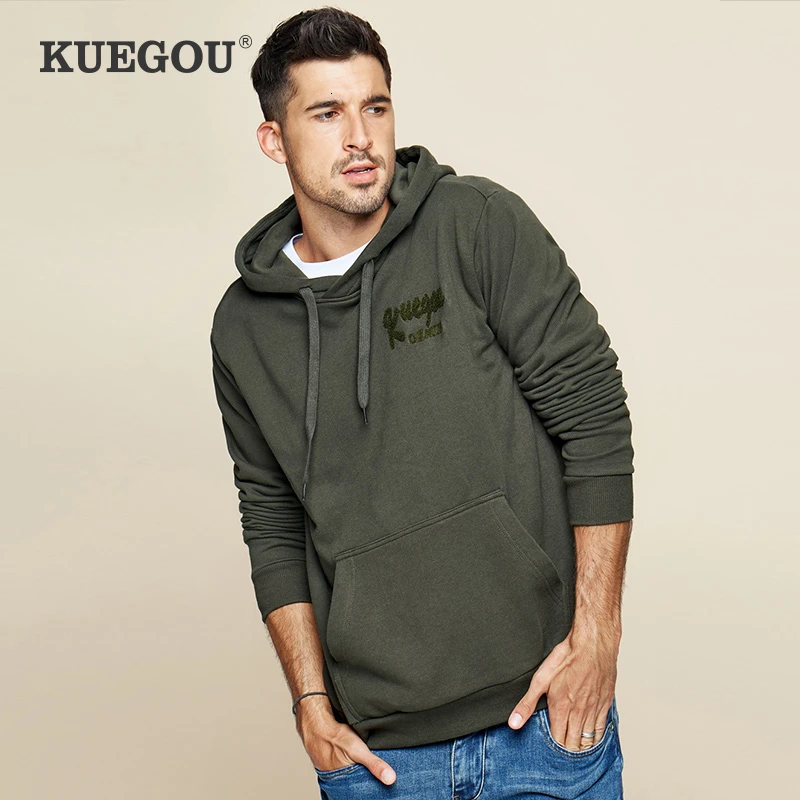 KUEGOU 2019 осень 100% хлопок Принт Синяя толстовка мужская хип хоп Японская уличная