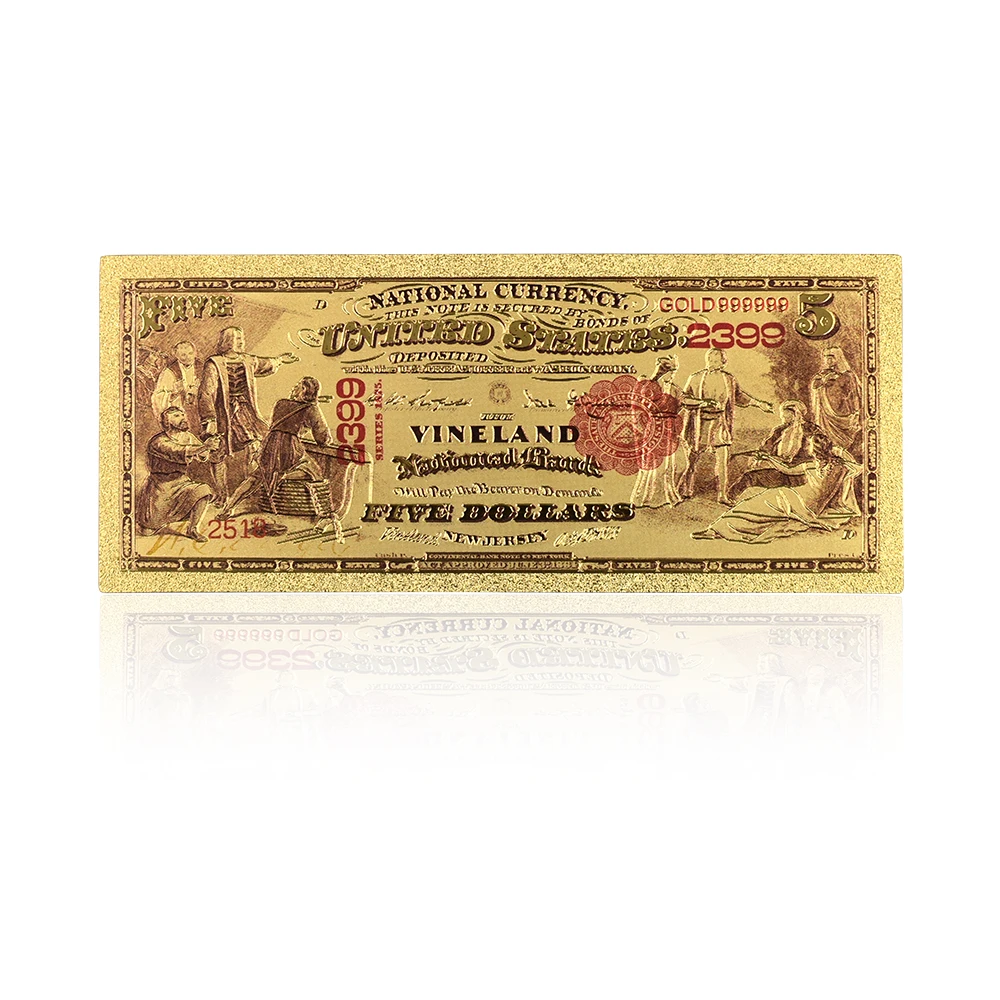 Горячая продажа 1875 года Красочные США золотые банкноты Новый 1 доллар Банкноты