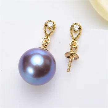 

G18K Gold Earring Hooks with Eyepin Bead Caps, Yellow Karat Gold Solid 18ct oro French Earwire Dangle Pearl Earrings