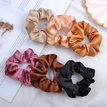 3.9 inch Women Silk Scrunchie Elastic Handmade Multicolor  Hair Band Ponytail Holder Headband Hair Accessories 1