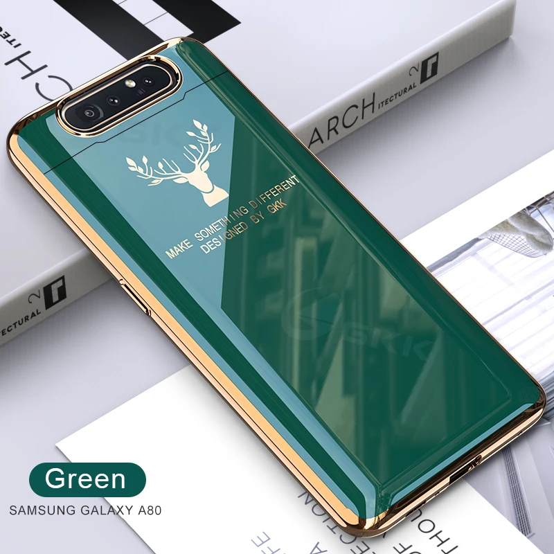 GKK Lifting Protection Case For Samsung A80 Case Luxury Plating Elk Patterns Anti-knock Hard Cover For Samsung A80 Case Fundas silicone case samsung Cases For Samsung