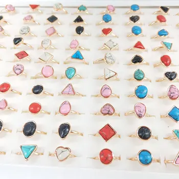 

36 Pcs/lot classical fashion women men natural stone style design ring lot jewelry ring wholesale 200728-70