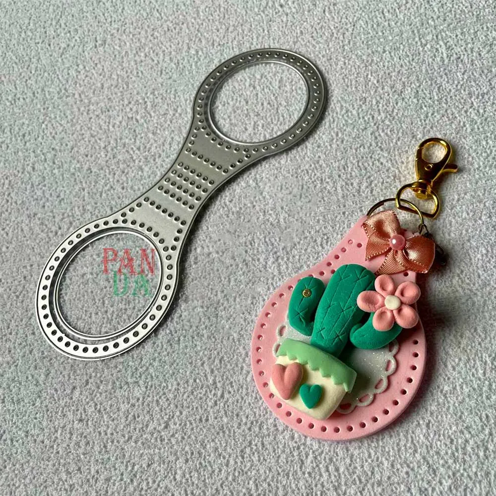 

Stitched Key Fob Metal Cutting Dies Decorative Scrapbooking Steel Craft Die Cut Embossing Paper Cards Stencils New Arrival