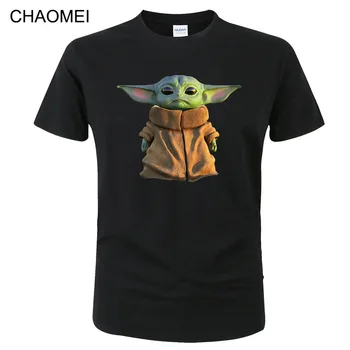 

2020 Mandalorian Baby Yoda T Shirt Men Women Summer Cotton Short Sleeve Printed Tops Streetwear Tees Star Wars Cool T-shirt C164