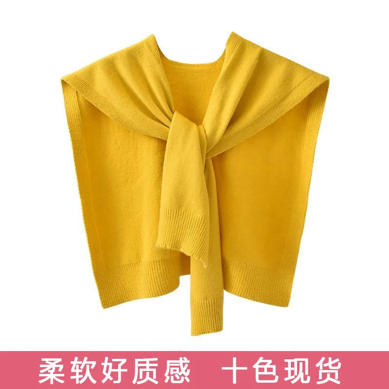 

2020 new women's shoulder shawl, autumn and winter, Korean knitted knotted office shawl dual-use versatile bib scarf