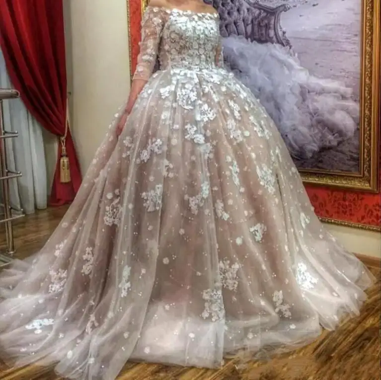 Vestido De Noiva 2019 свадебное платье с аппликацией из тюля для невесты Роскошное Свадебное бальное платье свадебное платье es плюс размер