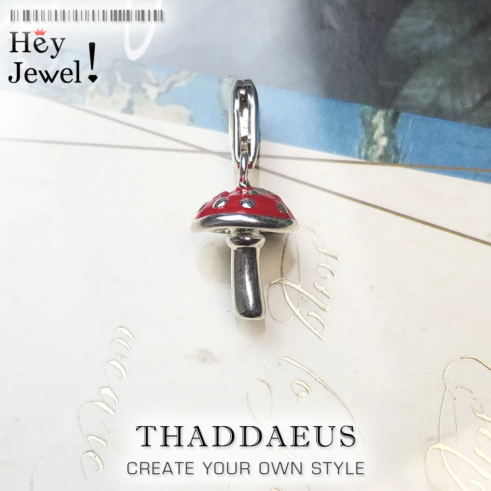 Подвеска в виде красных грибов весенний модный Европейский стиль 2020 серебро 925 пробы счастливый подарок