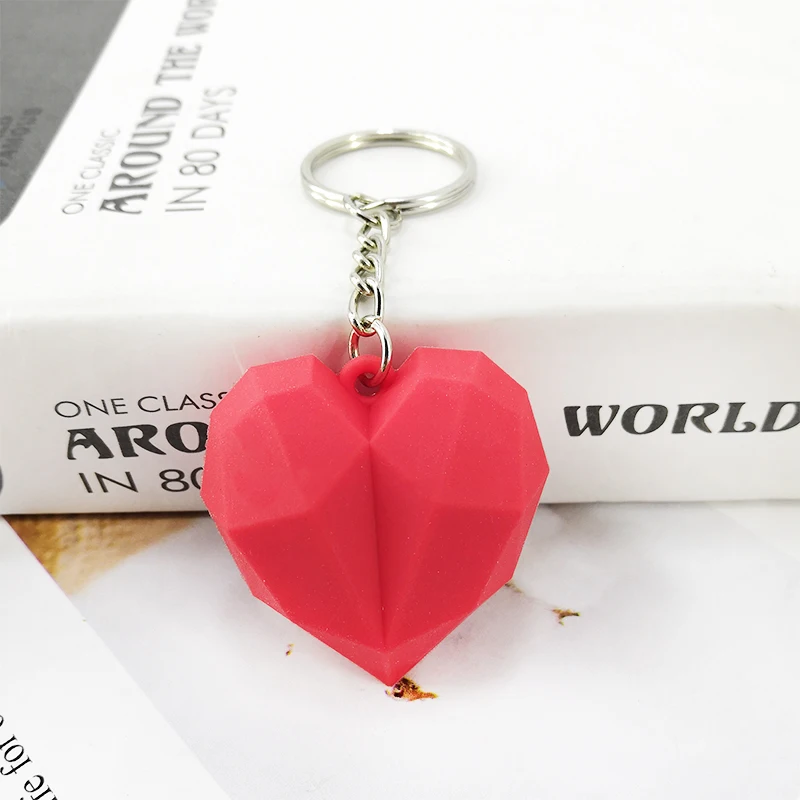 Новые ПВХ геометрический граненый брелок в виде сердца кулон форме сумка