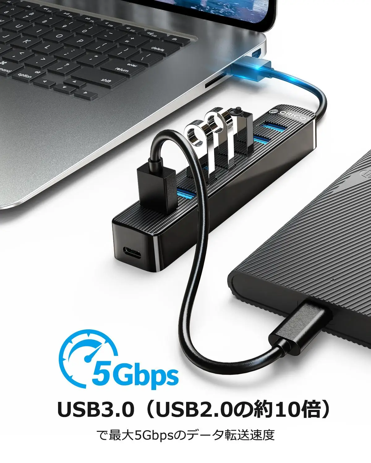 ORICO Высокоскоростной 7 портовый концентратор USB 3 0 с портом питания типа C SD TF