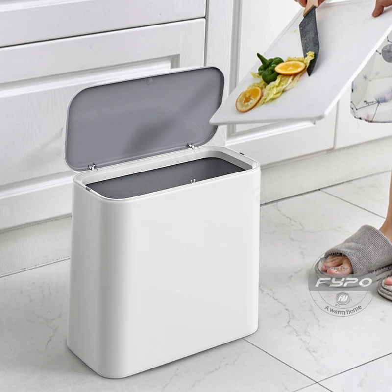

Fypo 10L Встроенная мусорная корзина, мусорная корзина для гостиной, туалета, кухни, мусорная корзина с отжимом, мусорная корзина, мусорный шкаф, мусорная корзина