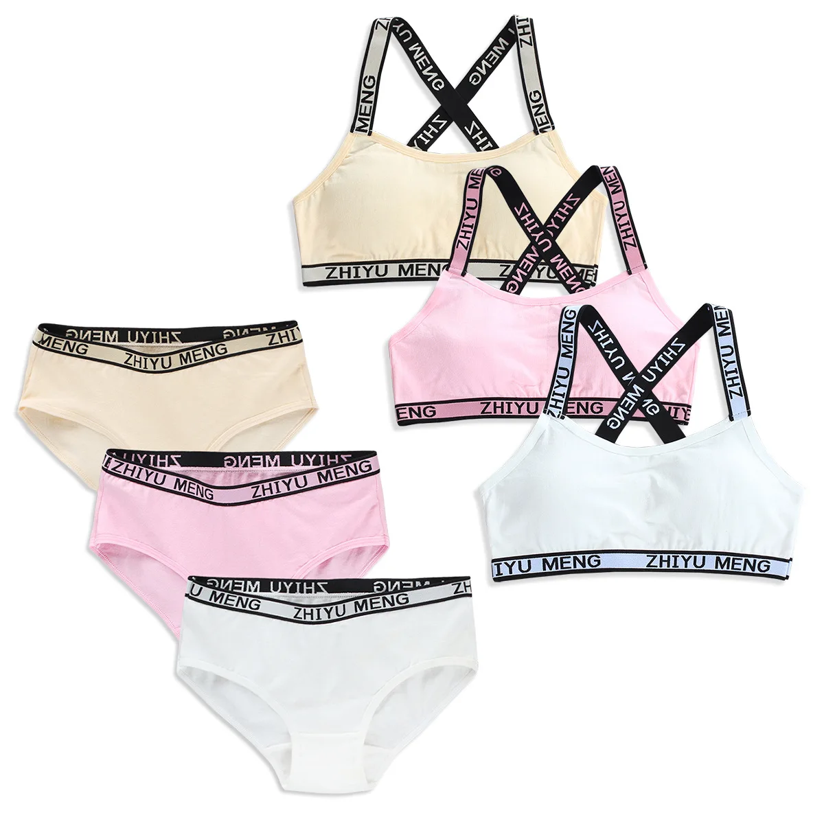 

Новый комплект с бюстгальтером для девочек, красивое нижнее белье с нагрудными подушечками, тренировочный бюстгальтер для подростков, комплект с бюстгальтером без косточек для детей 8-16 лет