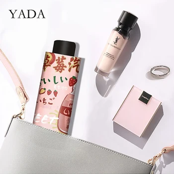 

YADA Ins Lovely Drink Pattern 8 bones Light Mini Small Umbrella Five Pocket Folding Umbrella For Women Girl UV Umbrella YD200241