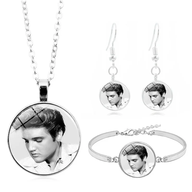 Элвис фото Время камень стекло кабошон Модный Ювелирный Набор колье браслет