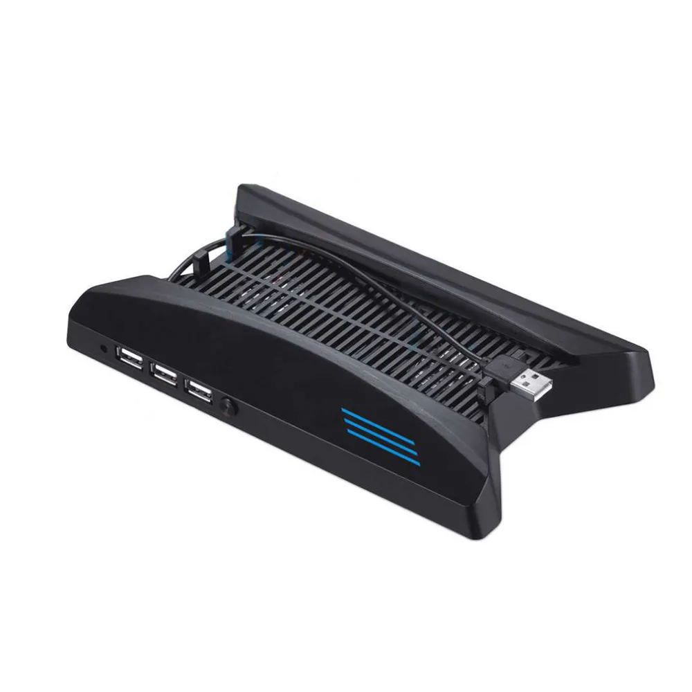 

NEW Professional Vertical Stand Type Game Disc Storage Holder USB Charging Stand With Cooling Fan For PS4 PRO Black