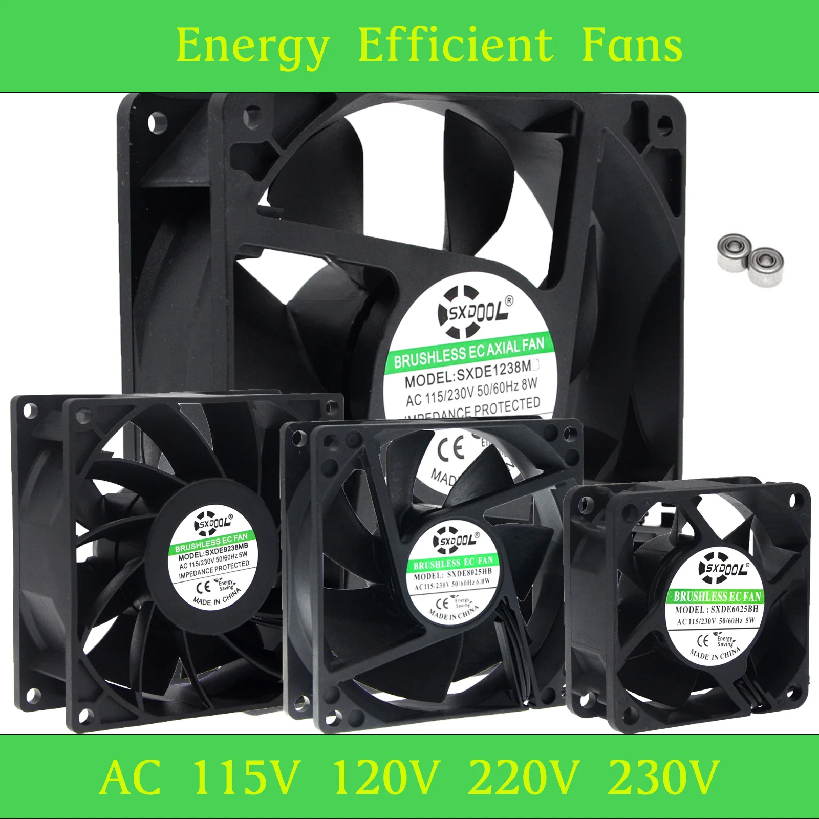 Brushless Cooling Fan Rolamento de Esferas Duplo Fios ac 110v 120v 220v 240v 60 mm 70 mm 80 mm 92 mm 120 mm 172 mm Tamanho Opcional ce