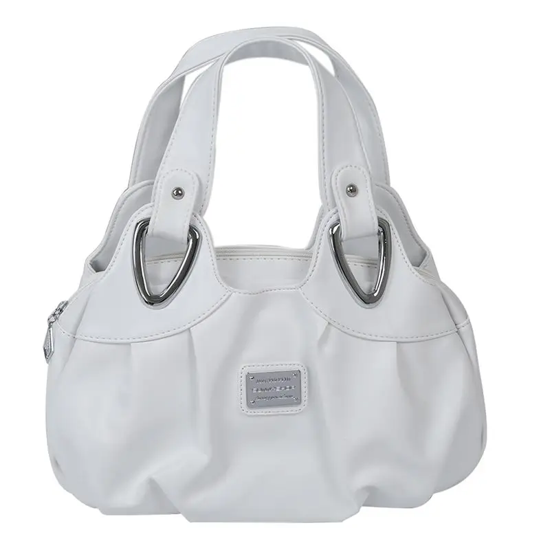 White ABZC-Fashion handbag Women PU leather Bag Tote Bag - Цвет: White