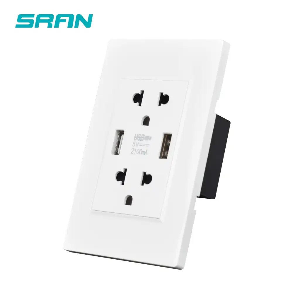 13a Electric Wall Sockets With Usb Port Double Switch Socket 2 Gang 3 Usb 2 1a
