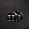 Tigrade Men Brushed Tungsten Black Ring With Gold Color Edge 6/8mm Unisex Women Men Wedding Band for Couple Name Date Engraving 2