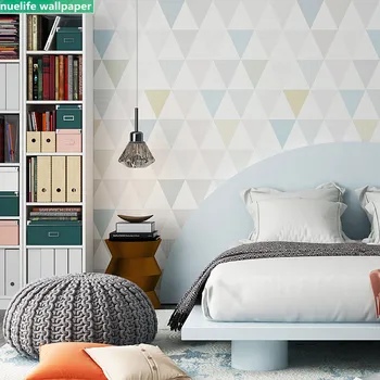 

Colorful geometric diamond pattern non-woven wallpaper shop bedroom office study living room TV background wall wallpaper