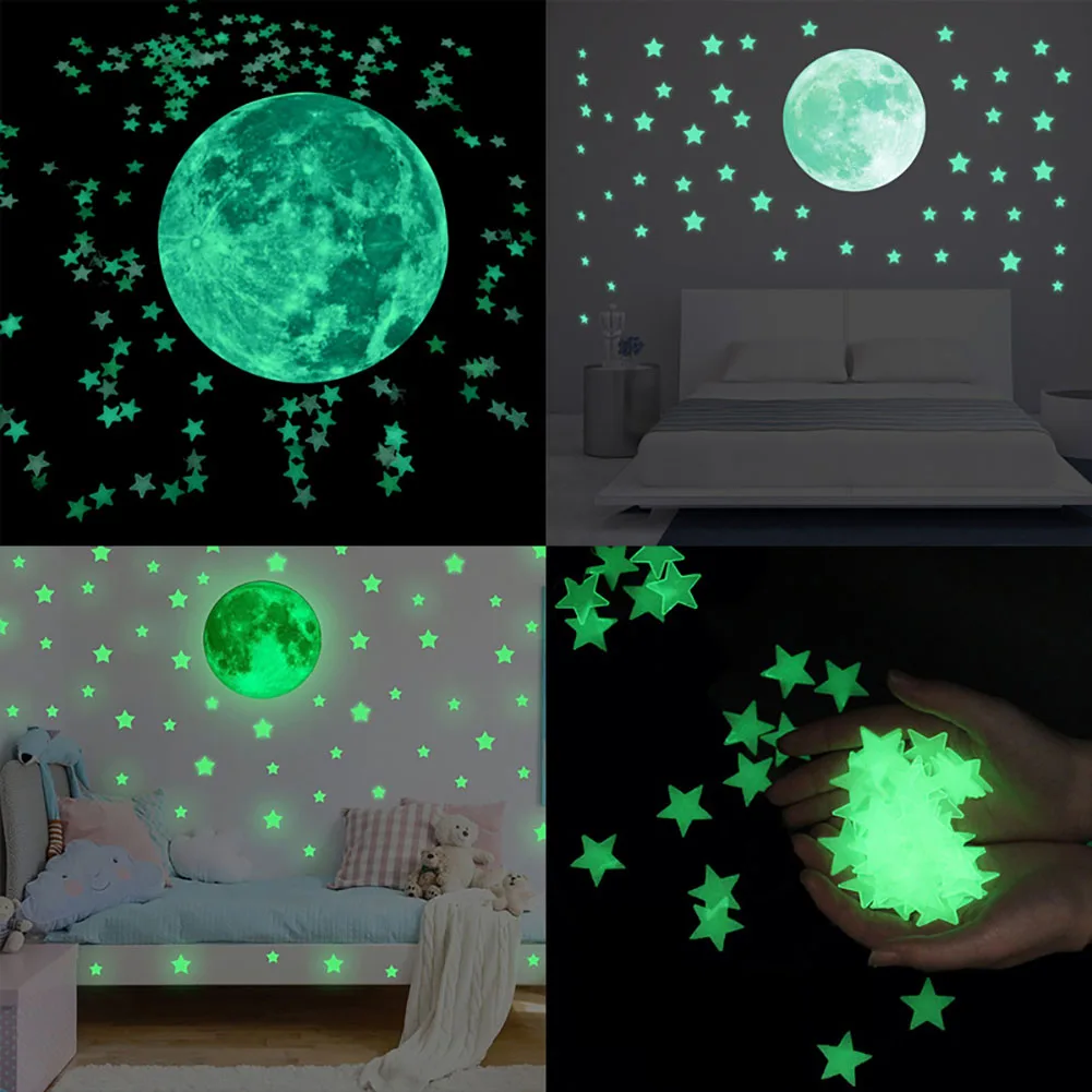 100 шт. пятиконечная звезда светящаяся настенный светильник патч флуоресцентные