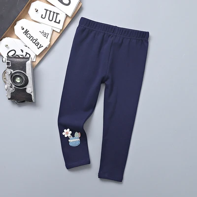 flower navy blue Sifafos/Леггинсы для маленьких девочек осенние хлопковые детские обтягивающие штаны тонкие детские штаны на возраст от 3 до 11 лет высококачественные леггинсы для девочек - Цвет: flower navy blue