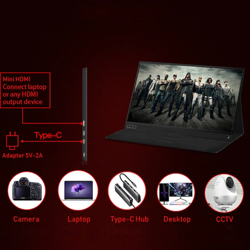 Портативный монитор usb type C Full HD 1080 ips 15 6 дюймовый ЖК Встроенные двойные динамики