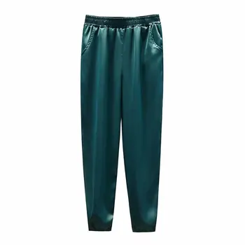 

Women Spring Pants Lady Harem Pants Female Ice Brocade Ankle Banded Trousers Plus Size Casual High Waist 2020 F61-1970