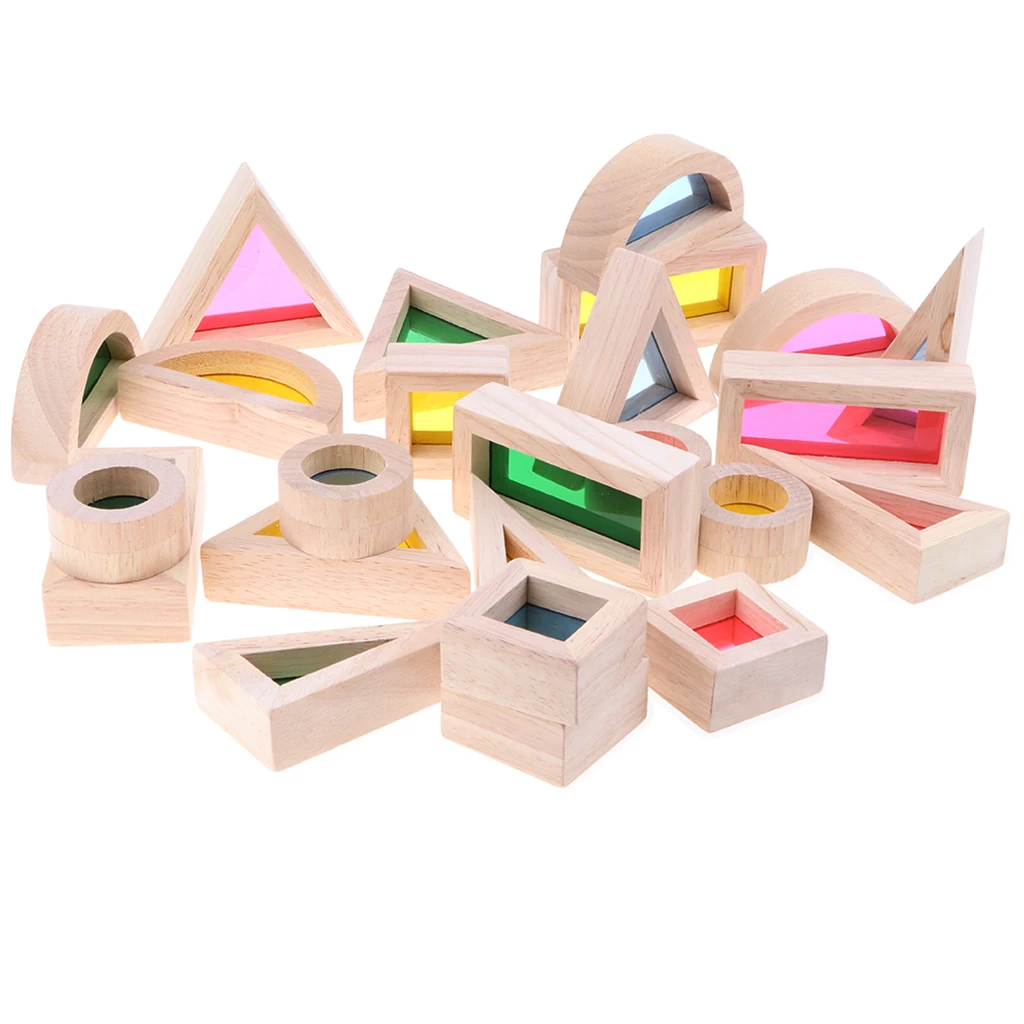 Baby Toy Rainbow Buliding Blocks Wooden Stacking Early Educational Toy Gift