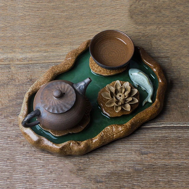 Chinese Style Tea Saucers Tea Tray Ceramic Tea Ceremony Lotus Teapot Water storage Heat-Insulating Teaset teaware Teapot Tray 3