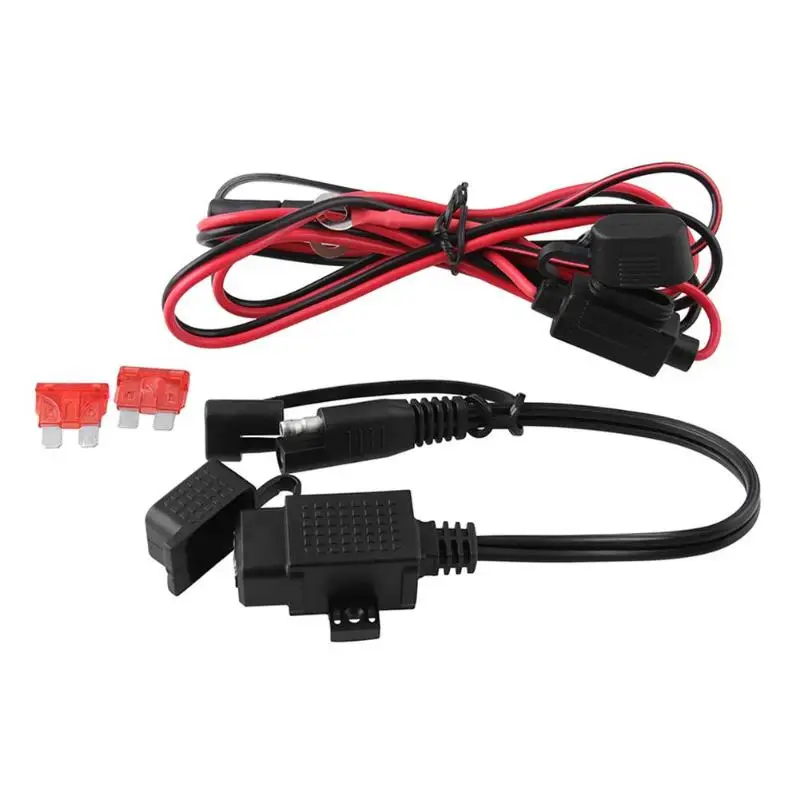 SAE к USB зарядное устройство 2.1A USB порт Встроенный предохранитель кабель адаптер для черный Универсальный мотоцикл электронные аксессуары
