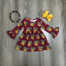 Одежда для маленьких девочек; детское зимнее платье с подсолнухами для девочек; платье для Дня Св. Валентина; леопардовое платье в форме сердца с аксессуарами