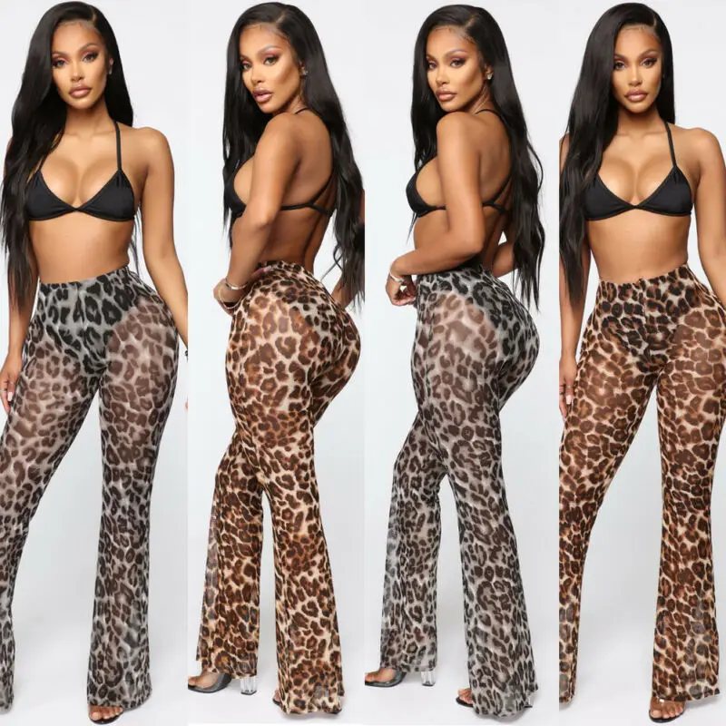 leopard mesh trousers