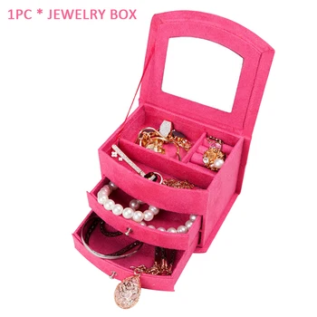 

Storage Case Showcase Desk Organizer Portable Display Holder Gift With Mirror Fashion Earrings Ring Jewelry Box Home Soft Velvet