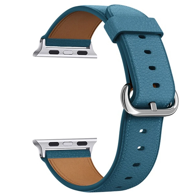 OULUCCI классический кожаный ремешок для Apple series 5/4/3/2/1 черный коричневый сменный ремешок для Apple Watch 38 мм/40 мм/42 мм/44 м - Цвет ремешка: Chaffinch blue