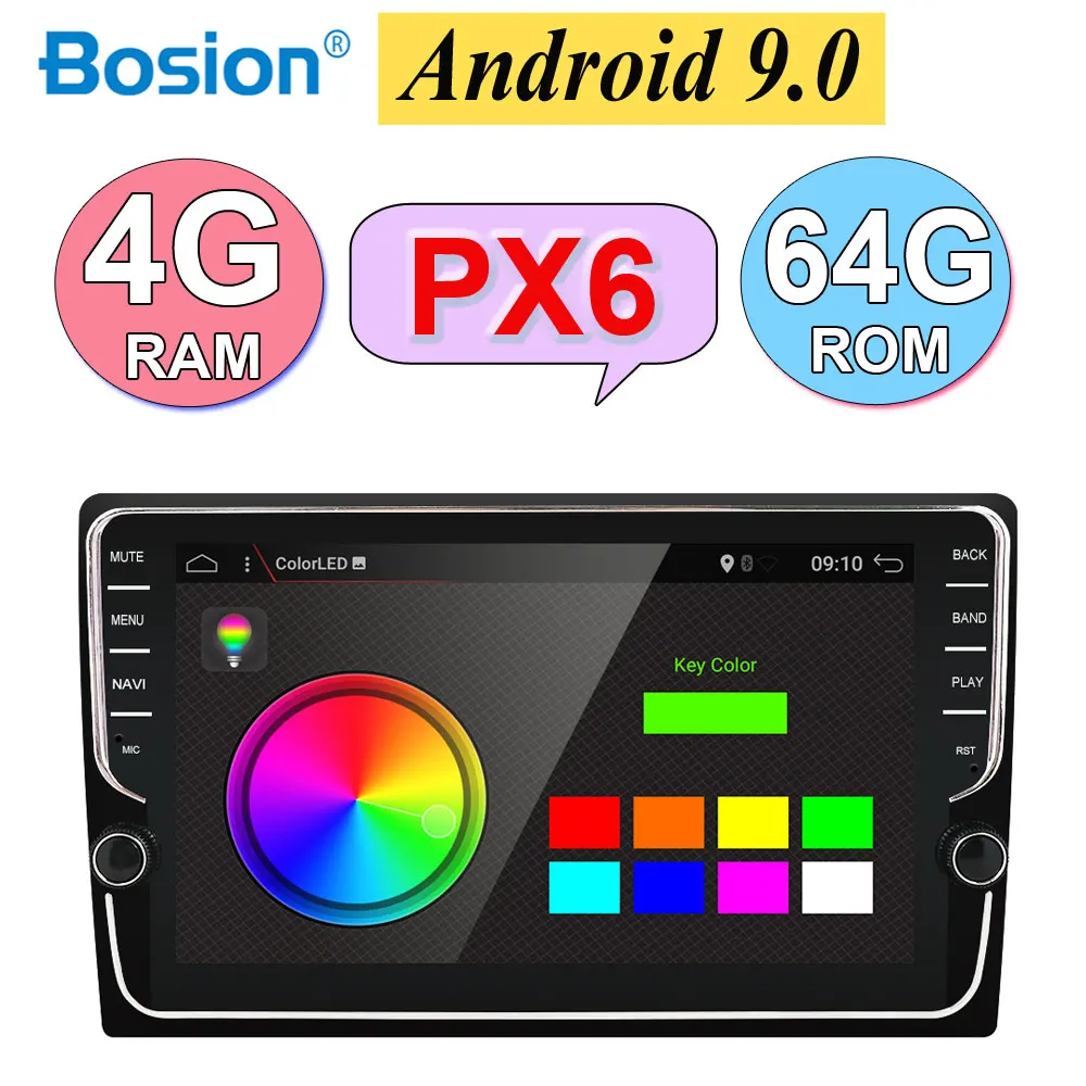 

1 Din 10'' PX6 Universal Android 9.0 4GB RAM+64G Car Radio Stereo GPS Navigation WiFi 1024*600 Touch Screen 1din Car PC
