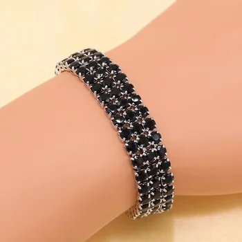 

New Fashion Silver Color Bracelet For Women Superior Black Cubic Zirconia Adjustable Link Chain Bracelet Length 18+2cm