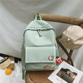 

Gray Backpack for Teenage Girls School Bag Cute Bagpack Nylon Waterproof Back Pack Women College Wind Back Bag