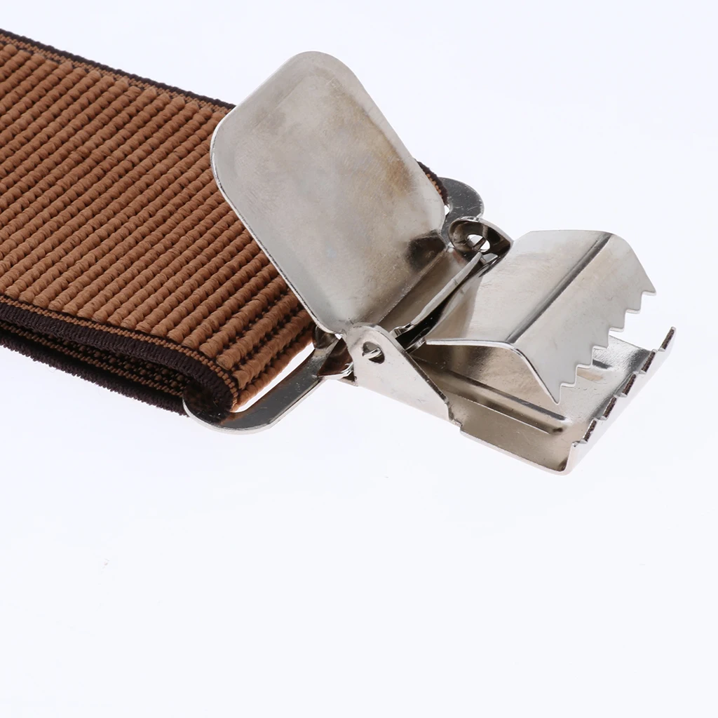 Mens Suspenders X Style with Strong Clips, Adjustable One Size Fits All Heavy Duty Braces Brown