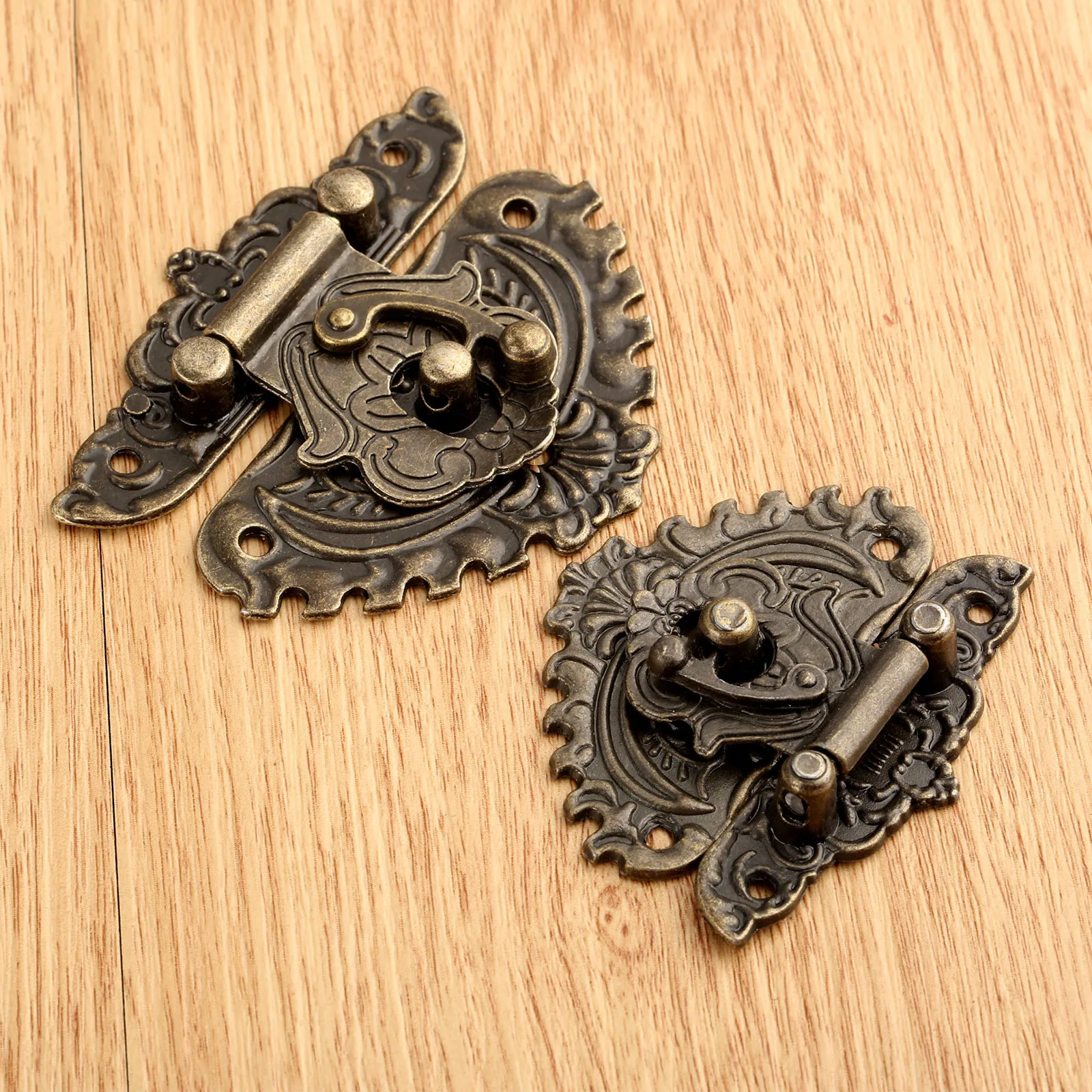 Box Hasps Lock Catch Latches Antique Bronze Jewelry Chest Box Suitcase Buckle Clip Clasp Furniture Hardware 50x56mm 58x68mm