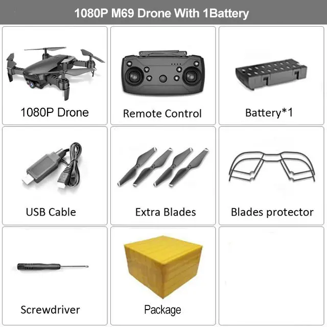 1080MP Black 1B FB HGIYI M69G Радиоуправляемый Дрон Квадрокоптер с камерой 4K HD широкоугольный Дрон wifi FPV оптический поток складной вертолет селфи Дрон Vs E58 - Цвет: 1080MP Black 1B FB