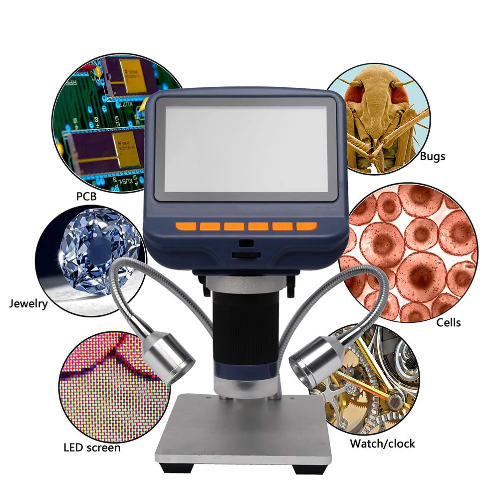 

4.3-inch Desktop Mini Microscope 220X Magnification USB Digital Microscope + LED Light for Repairing Soldering Jewelry Appraisal