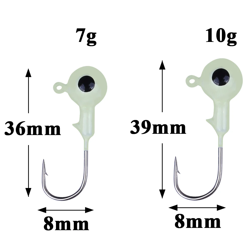 QXO Fishing Swivel Crank Jig Head Hooks Ring 10g For 10cm