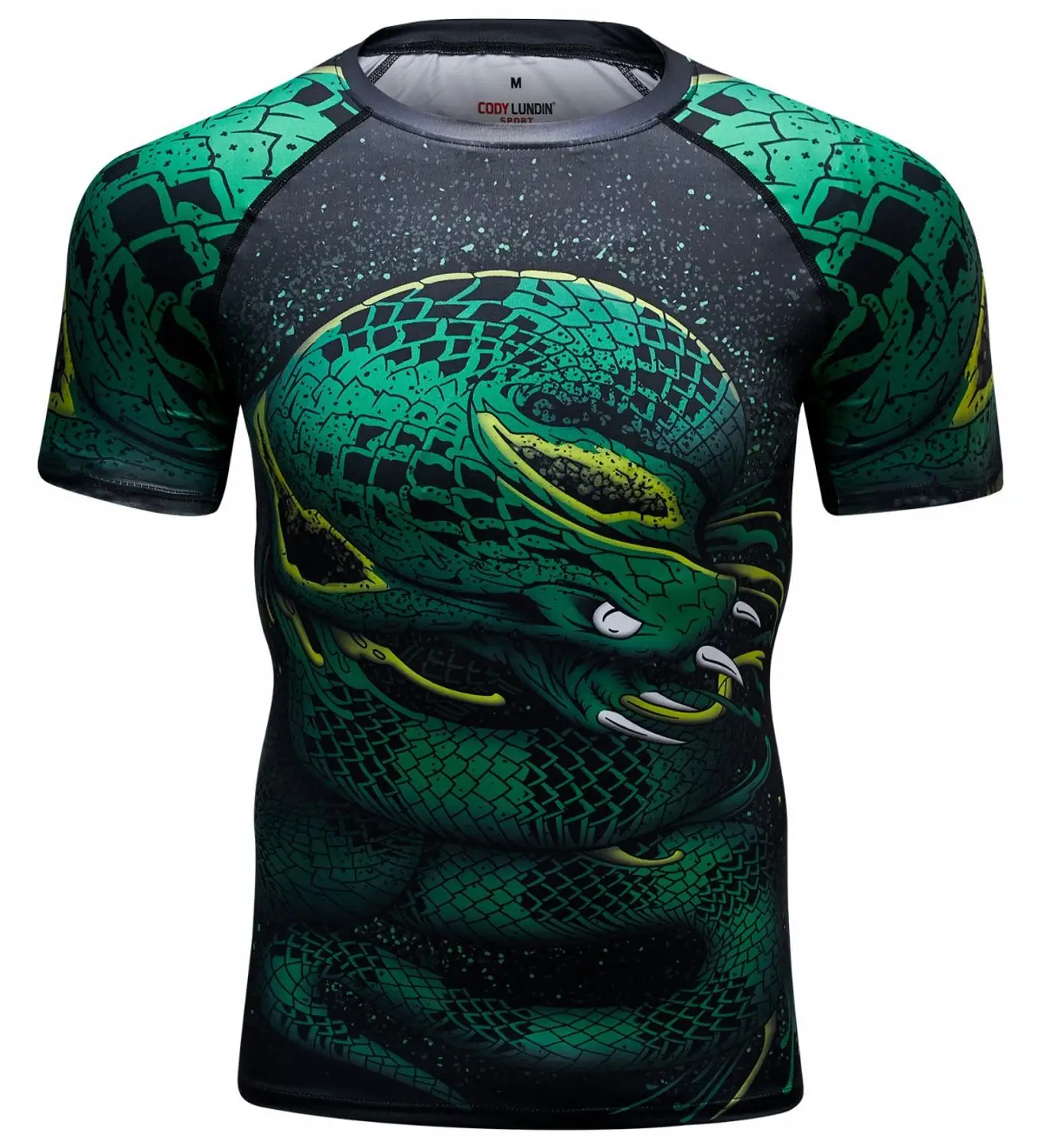 Cody Lundin Мужская компрессионная футболка со змеиным узором для фитнеса облегающая Спортивная одежда для спортзала рубашка с коротким рукавом для мужчин