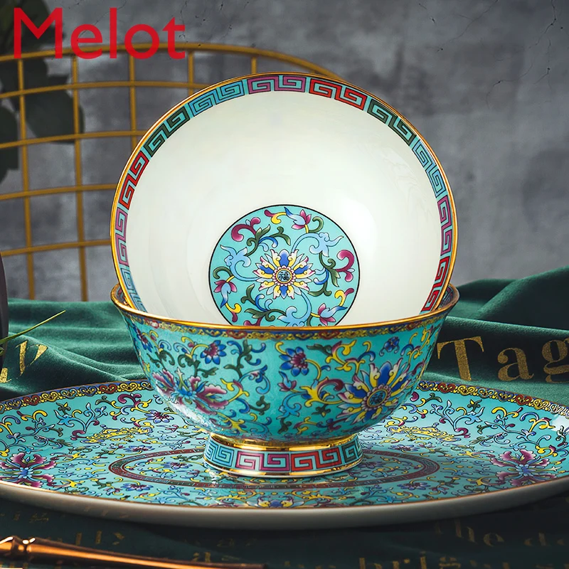 

Jingdezhen dishes enamel tableware set household European combination bone china bowls and chopsticks