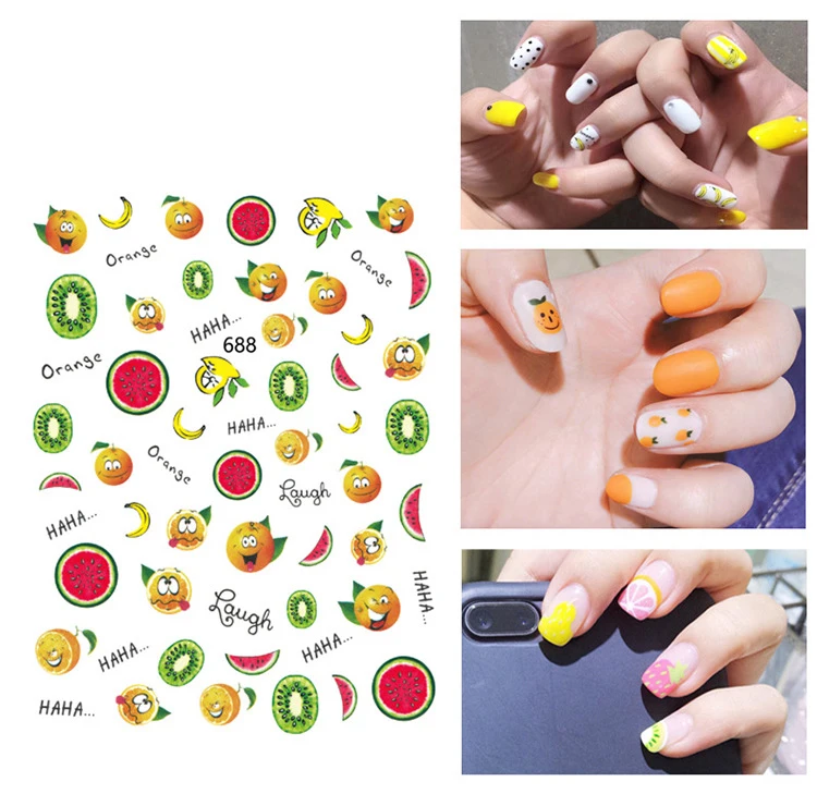 1 шт. накладные ногти стикер с изображением фруктов, ананаса, арбуза ...
